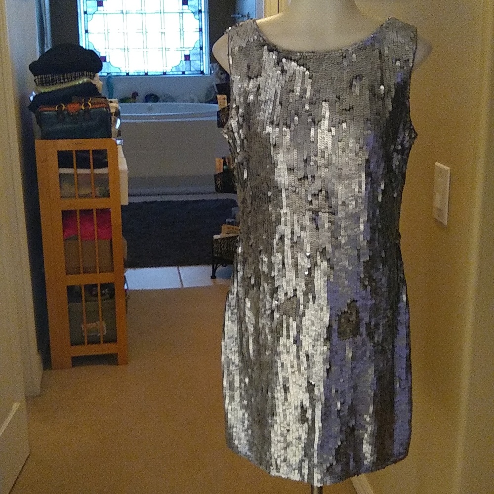Niteline vintage 1980s silver sequin dress size 8